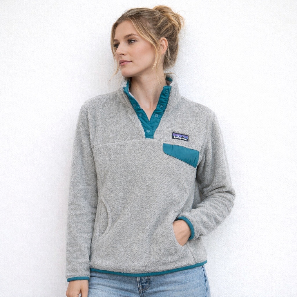 Patagonia Re-Tool Snap-T Fleece Gray Teal Pullover Outdoor Hiking Gorpcore M